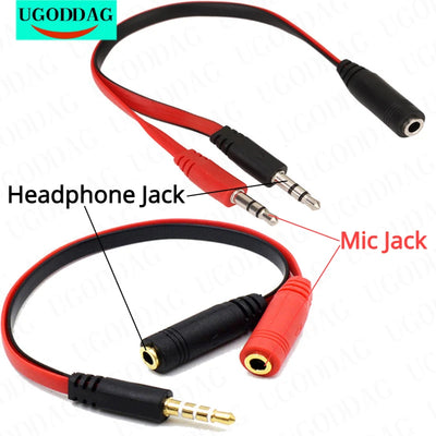 3.5mm AUX 1 Male to 2 Female Spliter Wire 3.5 Jack Audio Splitter Cable Headphone Earphone Speaker Stereo AUX Adapter Cord RT