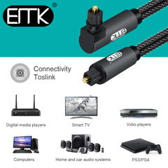 EMK 90 Degree Digital Optical Audio Cable 5.1 Right Angle Toslink SPDIF Cable for Blu-ray Player Xbox Soundbar Fiber Cable