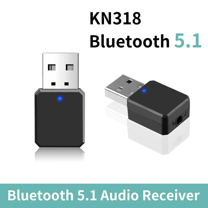KN318 Bluetooth 5.1 Audio Receiver AUX USB Dual Output Stereo Car Hands-free Call Wireless Adapter Video Receiver Audio Adapter
