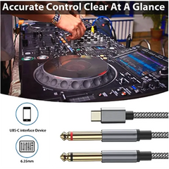 USB-C to Dual 6.35mm 1/4 inch TS Audio Cable, Gold Plated Type C to Dual 6.35mm 1/4 inch Male TS Mono Interconnect  Aux Adapter