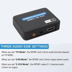 HDMI-compatible Audio Extractor 4K X 2K HDMItoHDMI Optical TOSLINK SPDIF + 3.5mm Stereo Extractor Audio Splitter with usb cable
