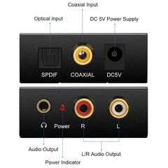 Nku DAC Digital to Analog Audio Converter Optical SPDIF Toslink Coaxial Input to L/R RCA 3.5mm Jack Headphone Amplifier Output