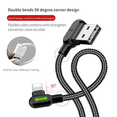 Mcdodo USB Cable Lightning Fast Charging Data Cord For iPhone 14 13 12 11 Pro Max X IOS 90 Degree Right Angle Phone Charger Line