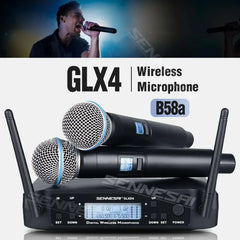 High Quality！ GLXD4 Professional Dual Wireless Microphone 600-699MHz System Stage Performances UHF Dynamic 2 Channel Handheld