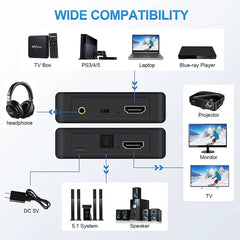 HDMI-compatible Audio Extractor 4K X 2K HDMItoHDMI Optical TOSLINK SPDIF + 3.5mm Stereo Extractor Audio Splitter with usb cable