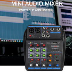 4 Channel Mixer DJ Mixing Console with Bluetooth 48V Phantom Power Monitor Karaoke System USB Mixer Audio