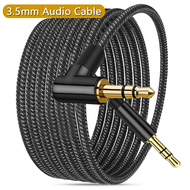 3/2/1.5/1/0.5cm Elbow Aux Speaker Cable 3.5mm Jack Audio Cable for Car Headphone Speaker Aux Cord Male To Male Hifi Aux Adapters